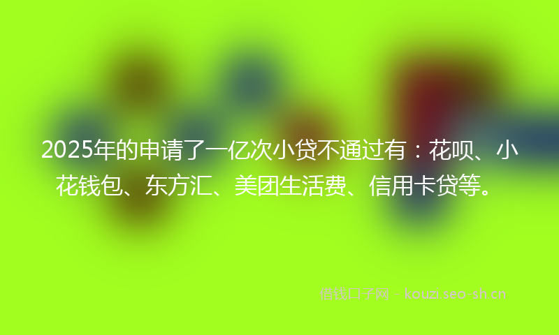 2025年的申请了一亿次小贷不通过有：花呗、小花钱包、东方汇、美团生活费、信用卡贷等。
