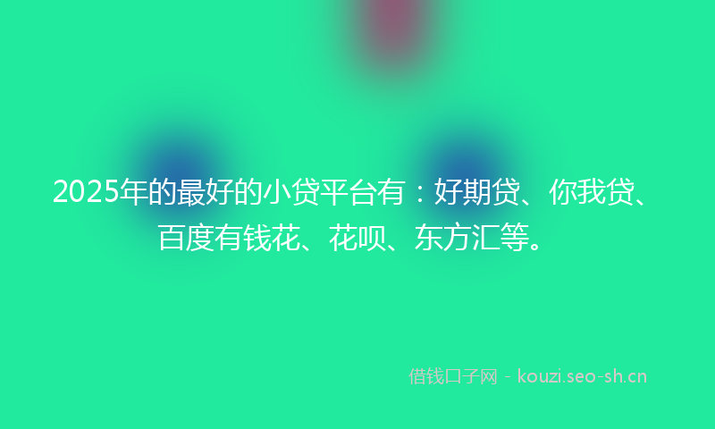 2025年的最好的小贷平台有：好期贷、你我贷、百度有钱花、花呗、东方汇等。