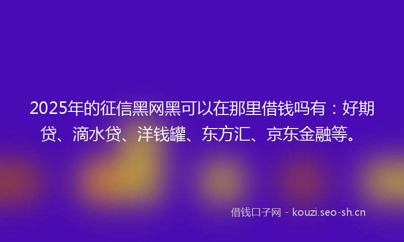 2025年的征信黑网黑可以在那里借钱吗有：好期贷、滴水贷、洋钱罐、东方汇、京东金融等。