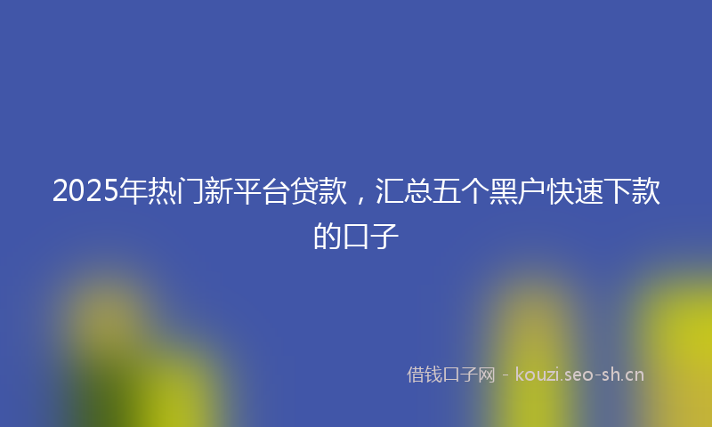2025年热门新平台贷款，汇总五个黑户快速下款的口子