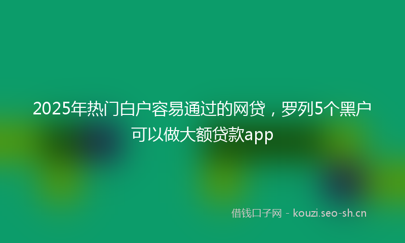 2025年热门白户容易通过的网贷，罗列5个黑户可以做大额贷款app
