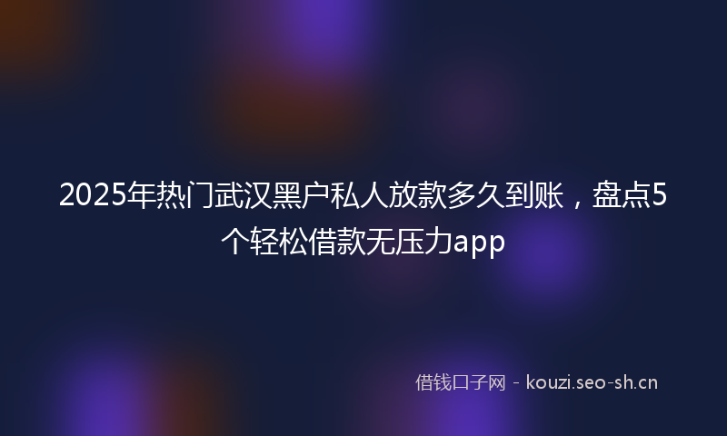 2025年热门武汉黑户私人放款多久到账,盘点5个轻松借款无压力app