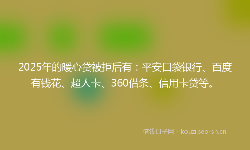 2025年的暖心贷被拒后有：平安口袋银行、百度有钱花、超人卡、360借条、信用卡贷等。
