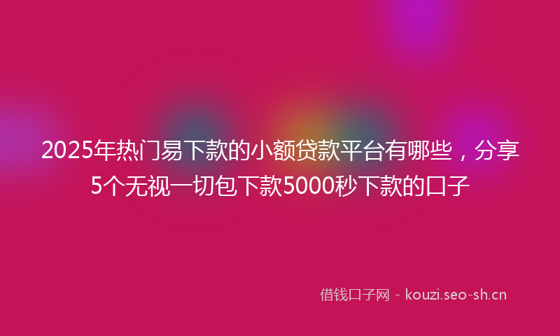 2025年热门易下款的小额贷款平台有哪些,分享5个无视一切包下款5000秒下款的口子