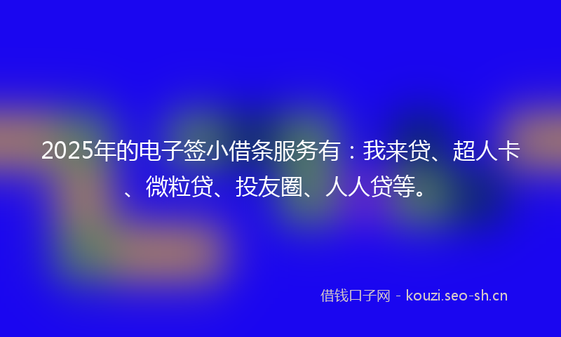 2025年的电子签小借条服务有：我来贷、超人卡、微粒贷、投友圈、人人贷等。