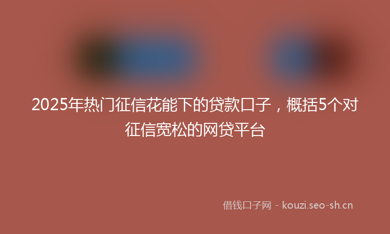 2025年热门征信花能下的贷款口子，概括5个对征信宽松的网贷平台