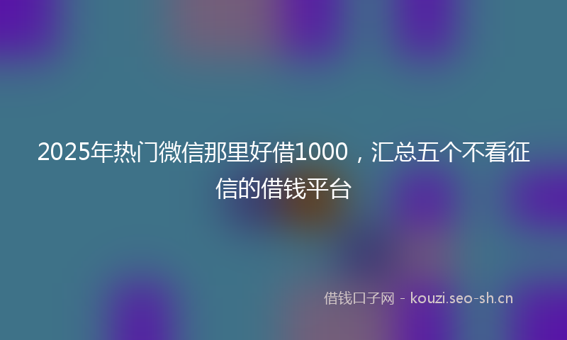2025年热门微信那里好借1000,汇总五个不看征信的借钱平台