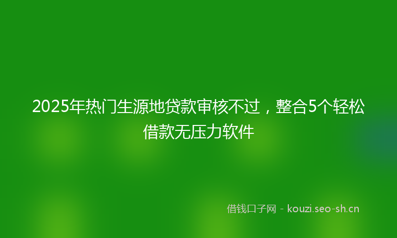 2025年热门生源地贷款审核不过，整合5个轻松借款无压力软件