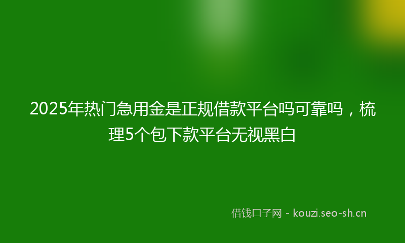 2025年热门急用金是正规借款平台吗可靠吗，梳理5个包下款平台无视黑白
