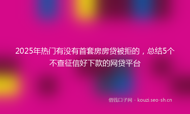 2025年热门有没有首套房房贷被拒的，总结5个不查征信好下款的网贷平台