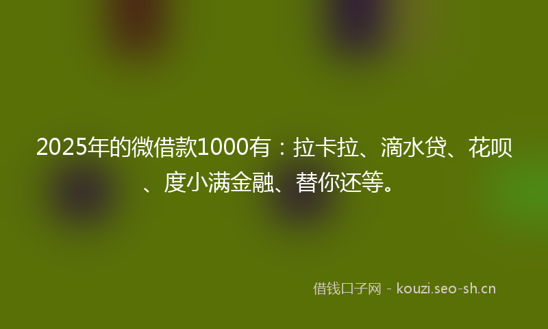 2025年的微借款1000有：拉卡拉、滴水贷、花呗、度小满金融、替你还等。