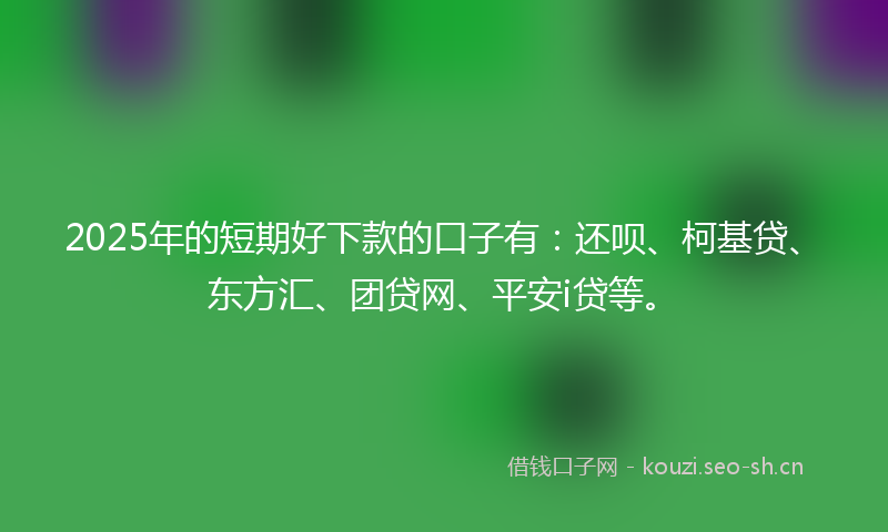 2025年的短期好下款的口子有:还呗、柯基贷、东方汇、团贷网、平安i贷等。