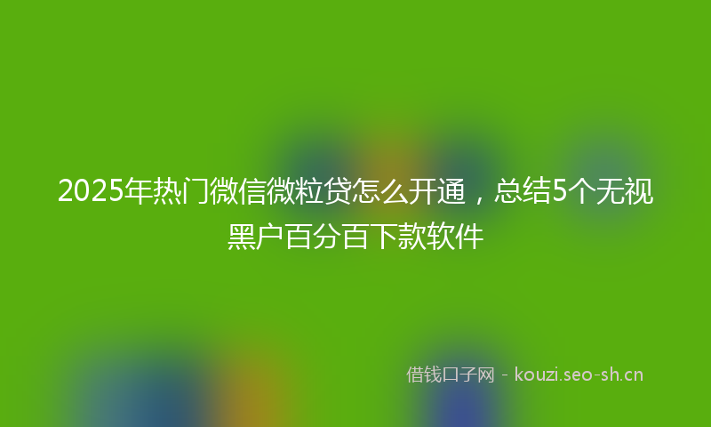 2025年热门微信微粒贷怎么开通，总结5个无视黑户百分百下款软件