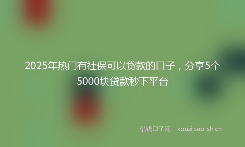 2025年热门有社保可以贷款的口子，分享5个5000块贷款秒下平台