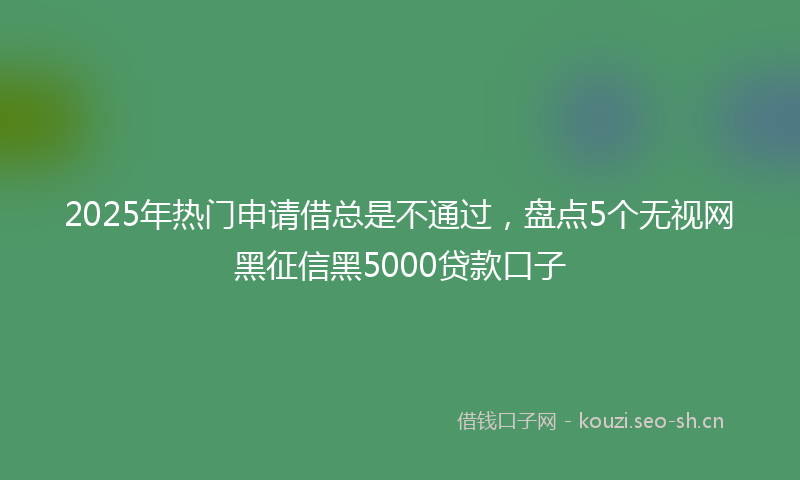2025年热门申请借总是不通过，盘点5个无视网黑征信黑5000贷款口子