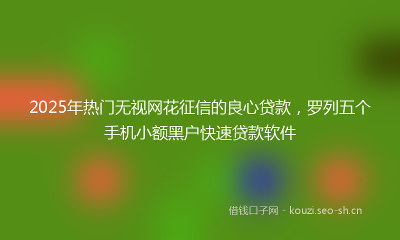 2025年热门无视网花征信的良心贷款，罗列五个手机小额黑户快速贷款软件