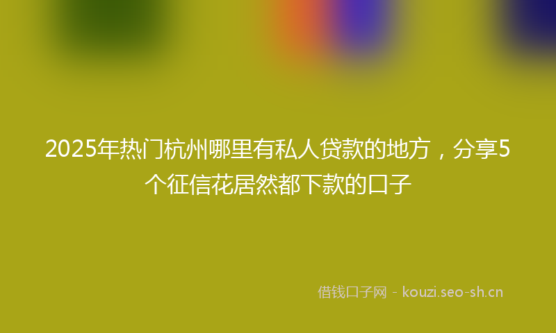 2025年热门杭州哪里有私人贷款的地方，分享5个征信花居然都下款的口子