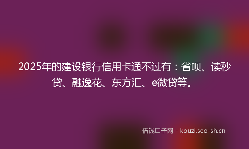 2025年的建设银行信用卡通不过有：省呗、读秒贷、融逸花、东方汇、e微贷等。