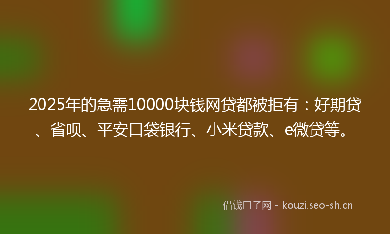 2025年的急需10000块钱网贷都被拒有:好期贷、省呗、平安口袋银行、小米贷款、e微贷等。