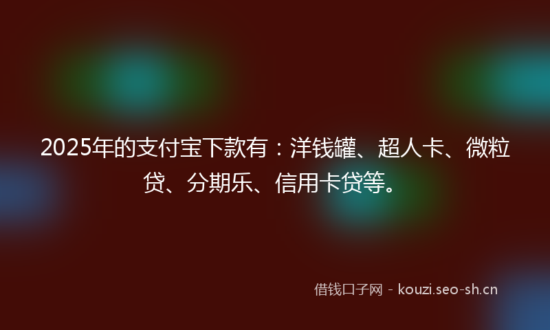2025年的支付宝下款有：洋钱罐、超人卡、微粒贷、分期乐、信用卡贷等。