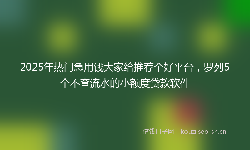 2025年热门急用钱大家给推荐个好平台，罗列5个不查流水的小额度贷款软件