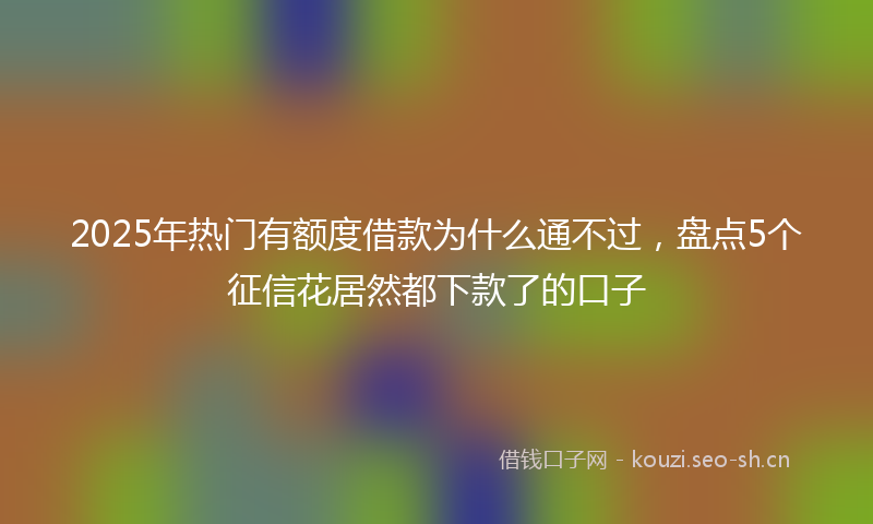 2025年热门有额度借款为什么通不过，盘点5个征信花居然都下款了的口子