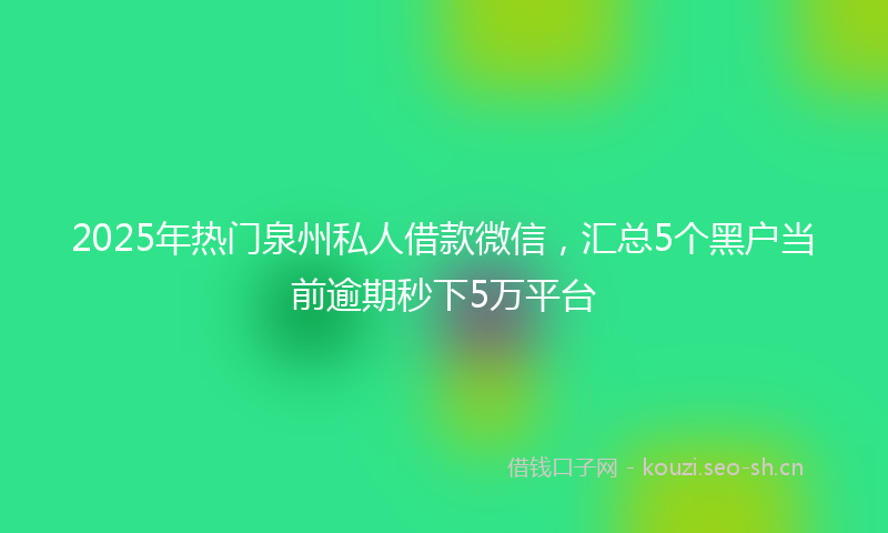2025年热门泉州私人借款微信，汇总5个黑户当前逾期秒下5万平台