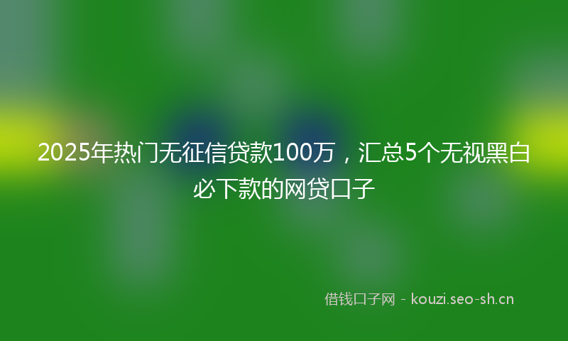 2025年热门无征信贷款100万，汇总5个无视黑白必下款的网贷口子