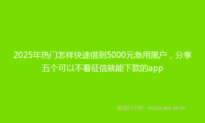 2025年热门怎样快速借到5000元急用黑户，分享五个可以不看征信就能下款的app