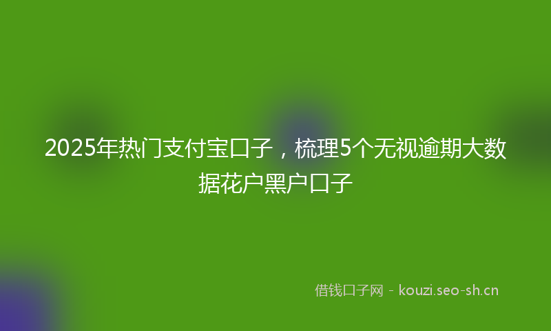 2025年热门支付宝口子，梳理5个无视逾期大数据花户黑户口子