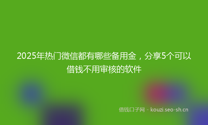 2025年热门微信都有哪些备用金，分享5个可以借钱不用审核的软件