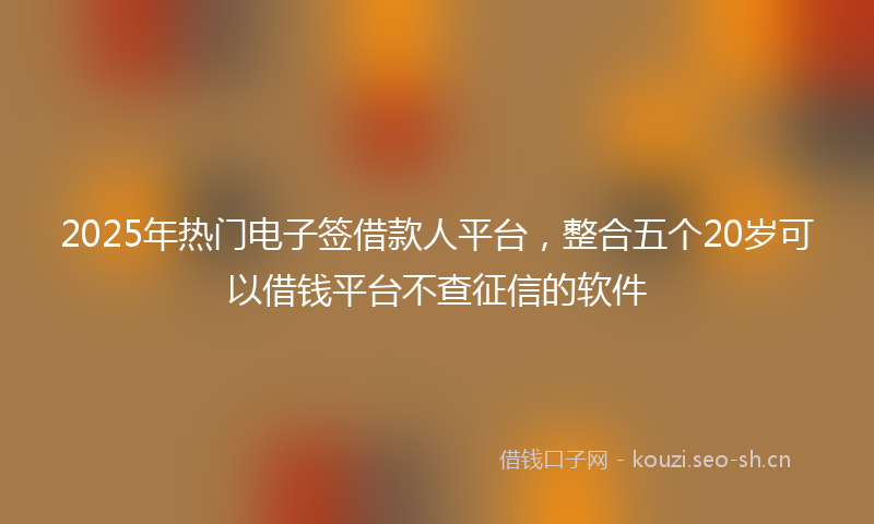 2025年热门电子签借款人平台，整合五个20岁可以借钱平台不查征信的软件