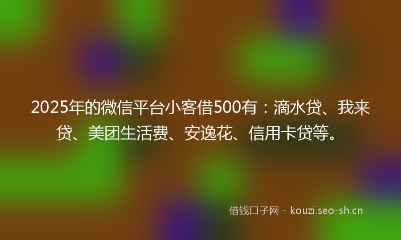 2025年的微信平台小客借500有：滴水贷、我来贷、美团生活费、安逸花、信用卡贷等。