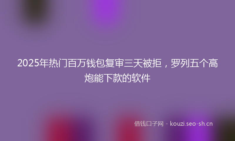 2025年热门百万钱包复审三天被拒，罗列五个高炮能下款的软件