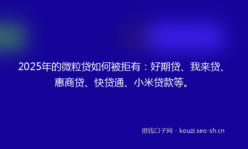 2025年的微粒贷如何被拒有:好期贷、我来贷、惠商贷、快贷通、小米贷款等。