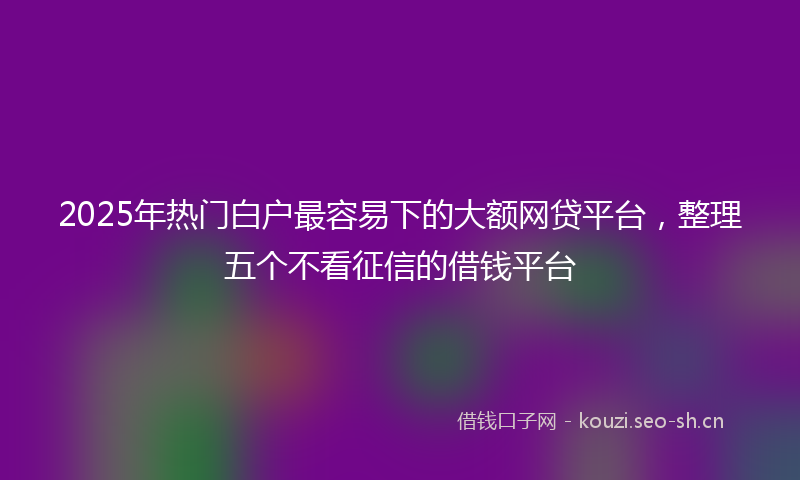 2025年热门白户最容易下的大额网贷平台，整理五个不看征信的借钱平台