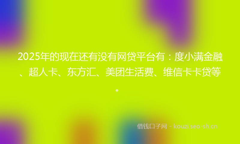 2025年的现在还有没有网贷平台有：度小满金融、超人卡、东方汇、美团生活费、维信卡卡贷等。