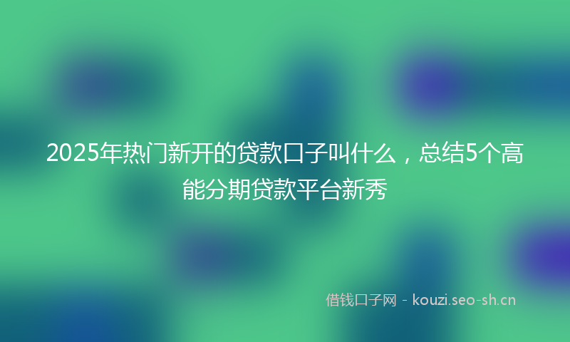 2025年热门新开的贷款口子叫什么，总结5个高能分期贷款平台新秀