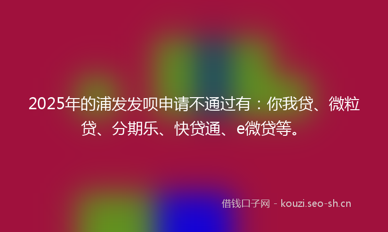 2025年的浦发发呗申请不通过有：你我贷、微粒贷、分期乐、快贷通、e微贷等。