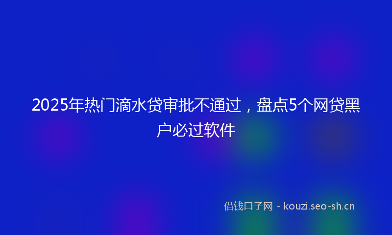 2025年热门滴水贷审批不通过，盘点5个网贷黑户必过软件