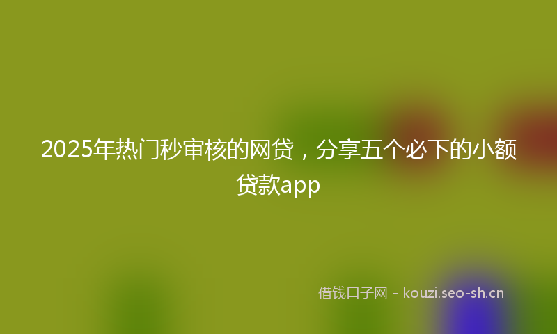 2025年热门秒审核的网贷，分享五个必下的小额贷款app