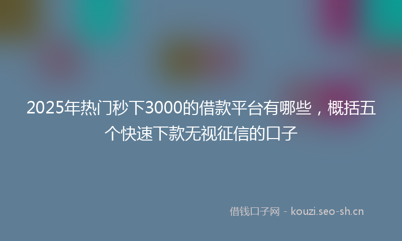 2025年热门秒下3000的借款平台有哪些，概括五个快速下款无视征信的口子