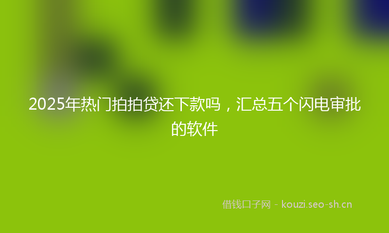 2025年热门拍拍贷还下款吗，汇总五个闪电审批的软件