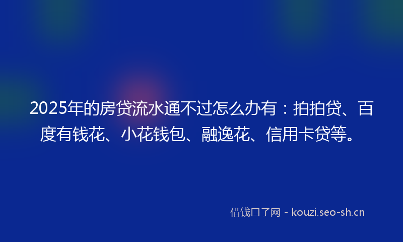 2025年的房贷流水通不过怎么办有：拍拍贷、百度有钱花、小花钱包、融逸花、信用卡贷等。