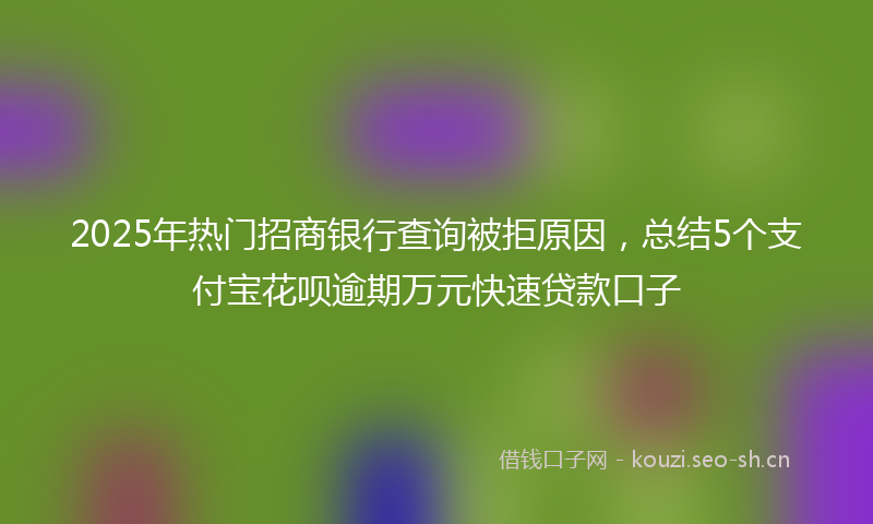 2025年热门招商银行查询被拒原因，总结5个支付宝花呗逾期万元快速贷款口子