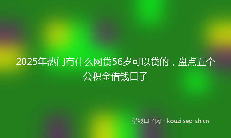 2025年热门有什么网贷56岁可以贷的，盘点五个公积金借钱口子
