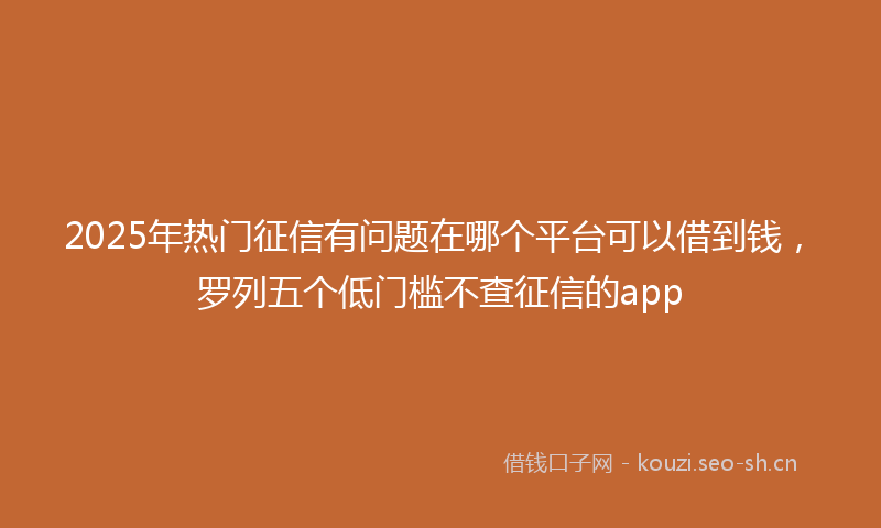 2025年热门征信有问题在哪个平台可以借到钱，罗列五个低门槛不查征信的app