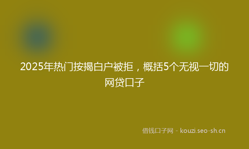 2025年热门按揭白户被拒，概括5个无视一切的网贷口子