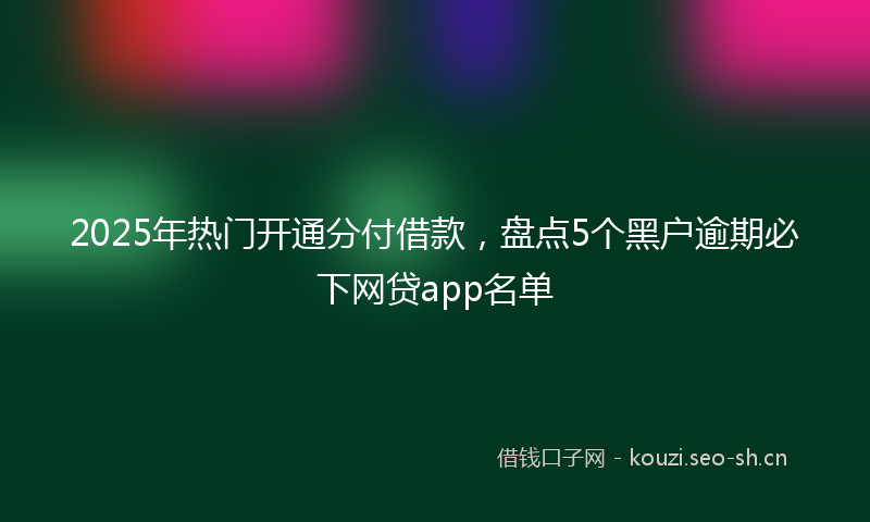 2025年热门开通分付借款，盘点5个黑户逾期必下网贷app名单