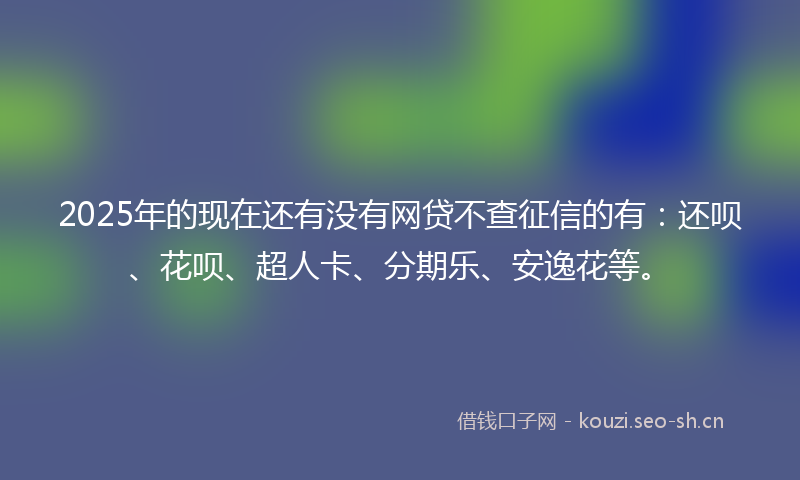 2025年的现在还有没有网贷不查征信的有：还呗、花呗、超人卡、分期乐、安逸花等。